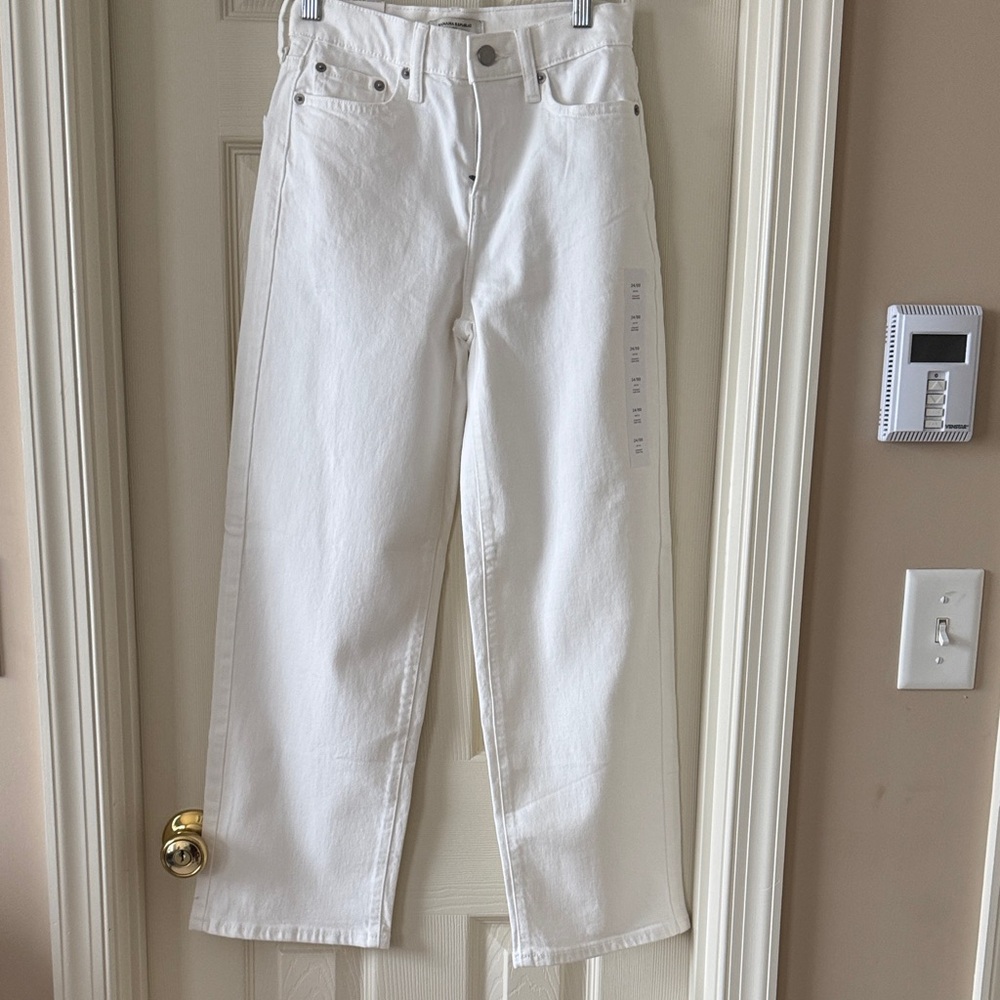 Banana Republic White Straight-Leg Jeans